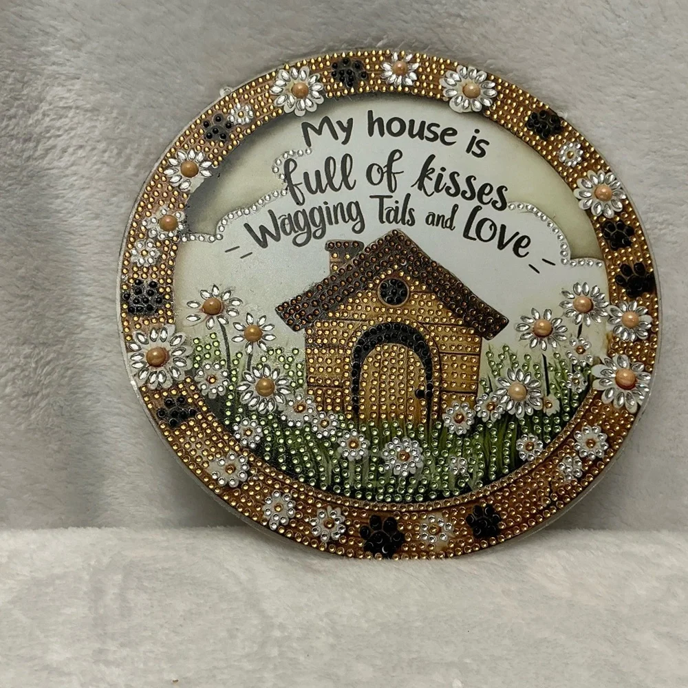 Dog Lovers Decorative Diamond Art Wall Plaque/Sun Catcher Finished Product